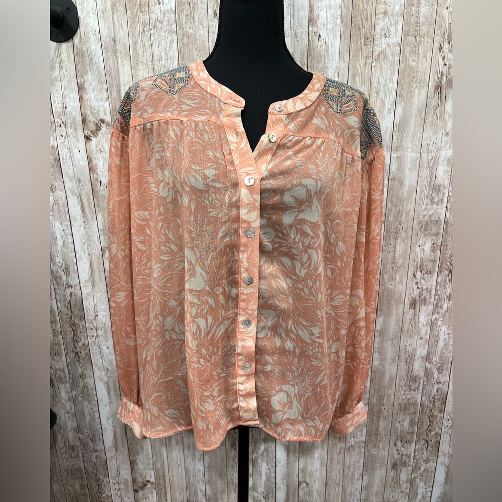 Blue‎ B Coral Button-Up